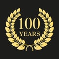 100 years anniversary laurel wreath icon or sign. Template for celebration and congratulation design. 100th anniversary Royalty Free Stock Photo